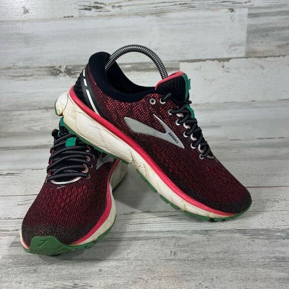 Brooks Womens Ghost 11 Lace Up Mesh Low Top Running Shoes Coral Pink Black Sz 9 - Picture 6 of 8